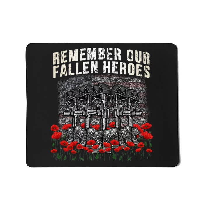 Remember Our Fallen Heroes Red Poppy Soldier Mousepad