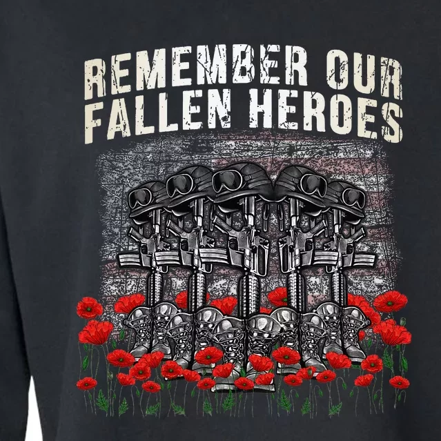 Remember Our Fallen Heroes Red Poppy Soldier Cropped Pullover Crew