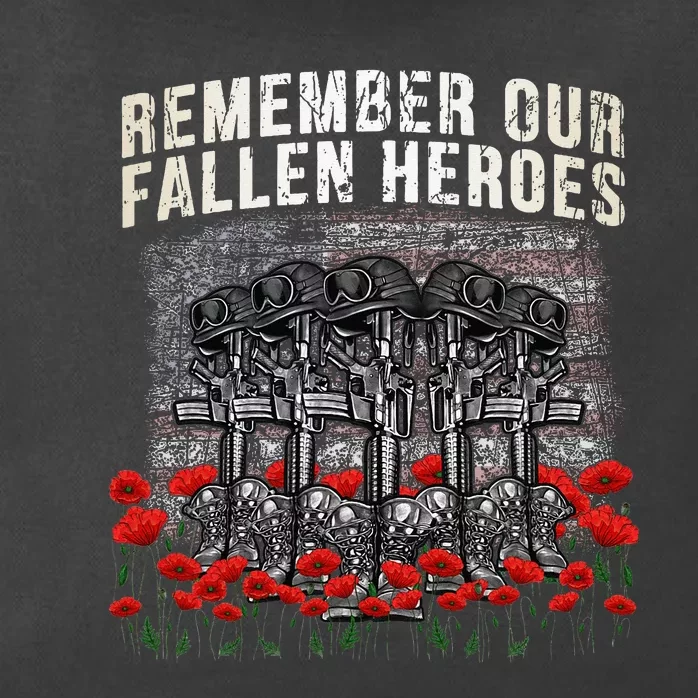 Remember Our Fallen Heroes Red Poppy Soldier Zip Tote Bag