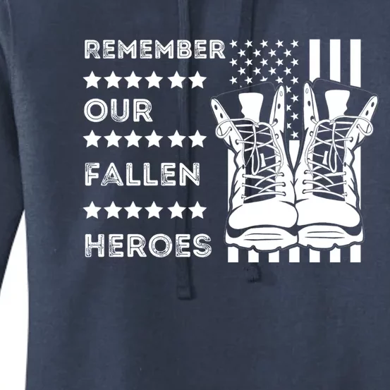 Remember Our Fallen Heroes Memorial Days Usa Soldier Boots Cool Gift Women's Pullover Hoodie