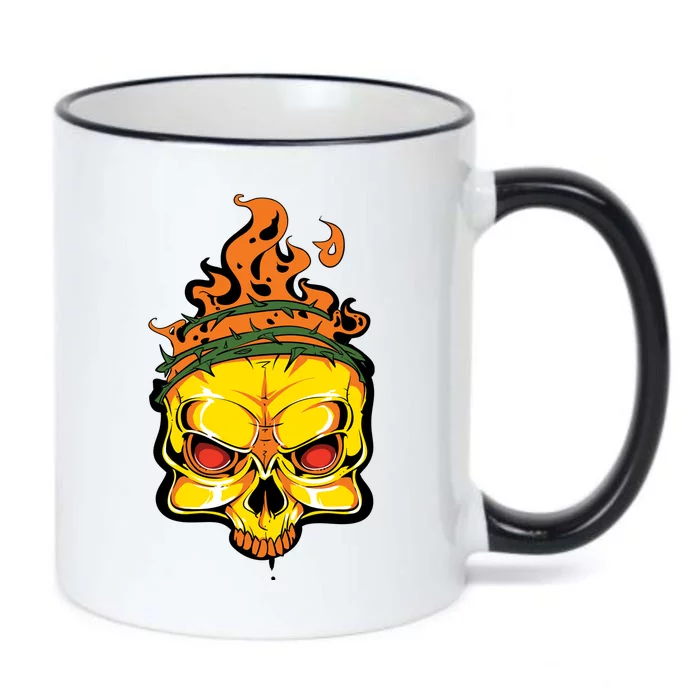 Rage Of Fire Faming Skull Creepy Skeleton Black Color Changing Mug