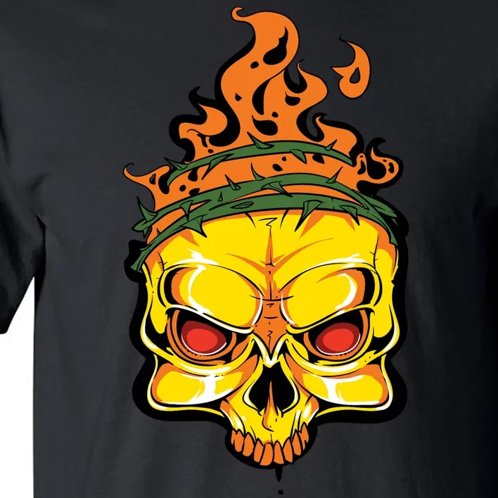 Rage Of Fire Faming Skull Creepy Skeleton Tall T-Shirt