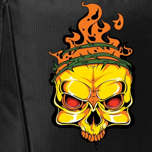 Rage Of Fire Faming Skull Creepy Skeleton City Backpack