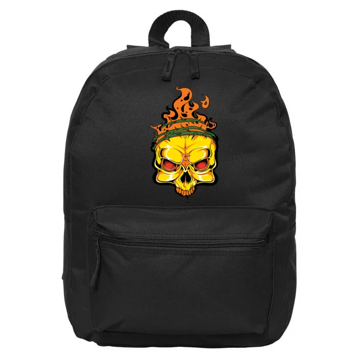 Rage Of Fire Faming Skull Creepy Skeleton 16 in Basic Backpack