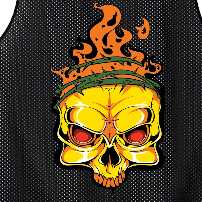 Rage Of Fire Faming Skull Creepy Skeleton Mesh Reversible Basketball Jersey Tank