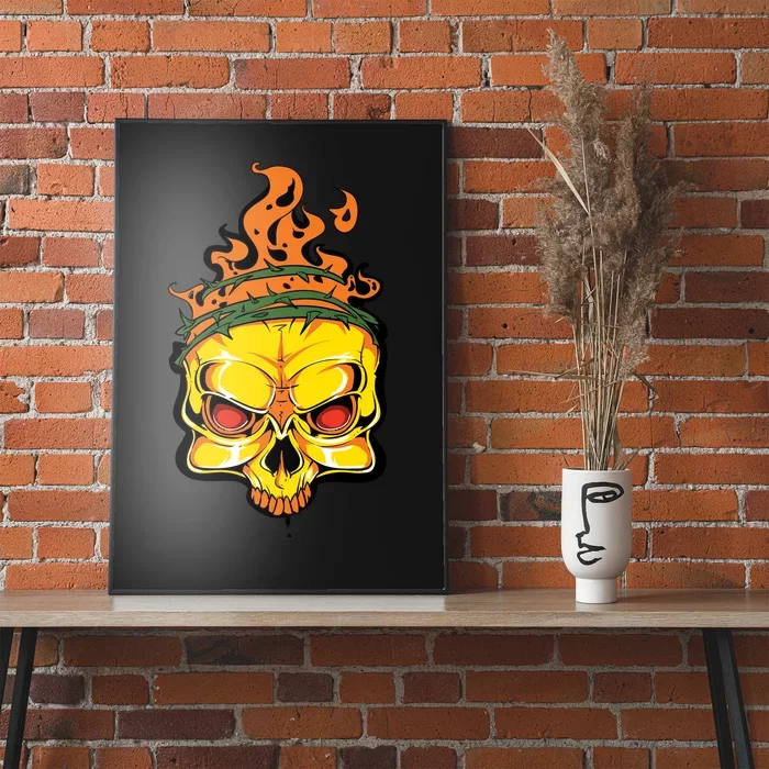 Rage Of Fire Faming Skull Creepy Skeleton Poster