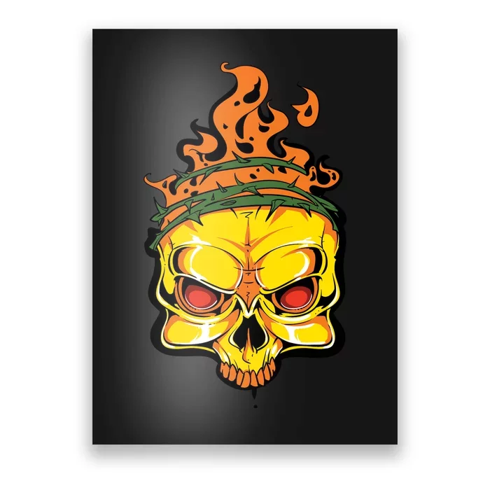 Rage Of Fire Faming Skull Creepy Skeleton Poster