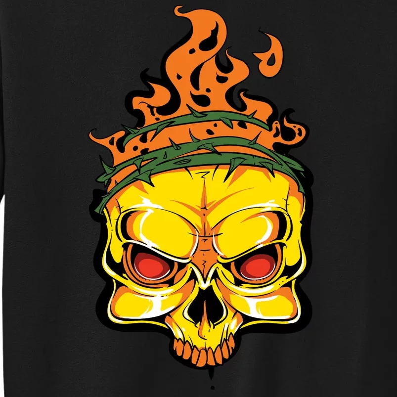 Rage Of Fire Faming Skull Creepy Skeleton Tall Sweatshirt