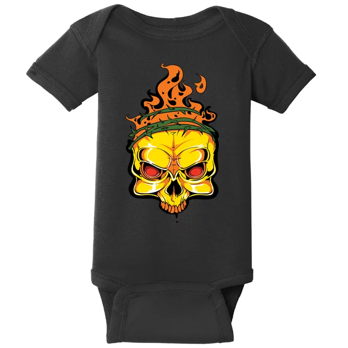 Rage Of Fire Faming Skull Creepy Skeleton Baby Bodysuit