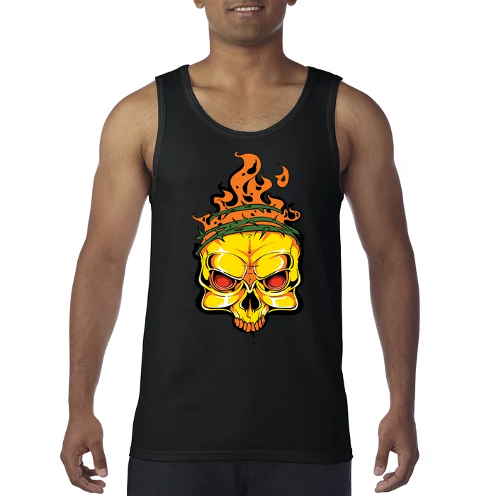 Rage Of Fire Faming Skull Creepy Skeleton Tank Top