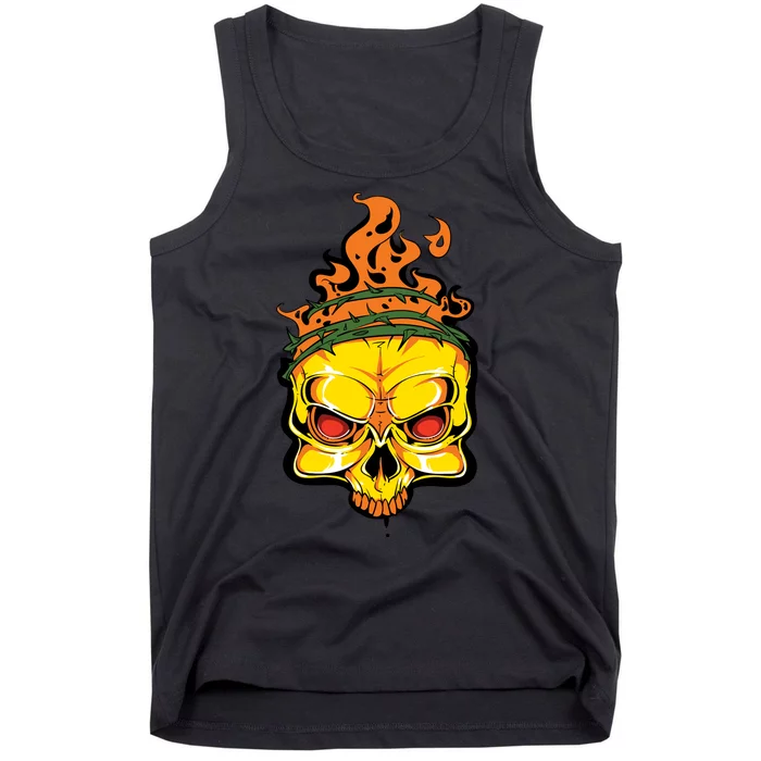 Rage Of Fire Faming Skull Creepy Skeleton Tank Top