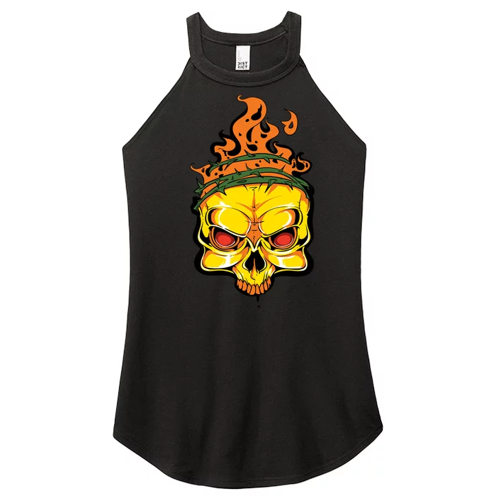 Rage Of Fire Faming Skull Creepy Skeleton Women’s Perfect Tri Rocker Tank