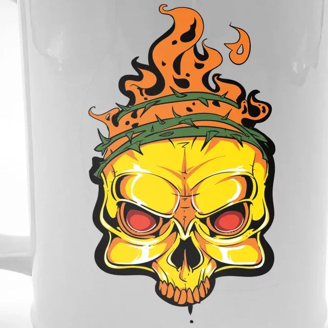 Rage Of Fire Faming Skull Creepy Skeleton Front & Back Beer Stein