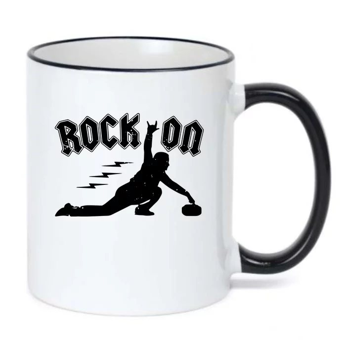 Rock On Funny Curling Winter Sports Rock N Roll Black Color Changing Mug