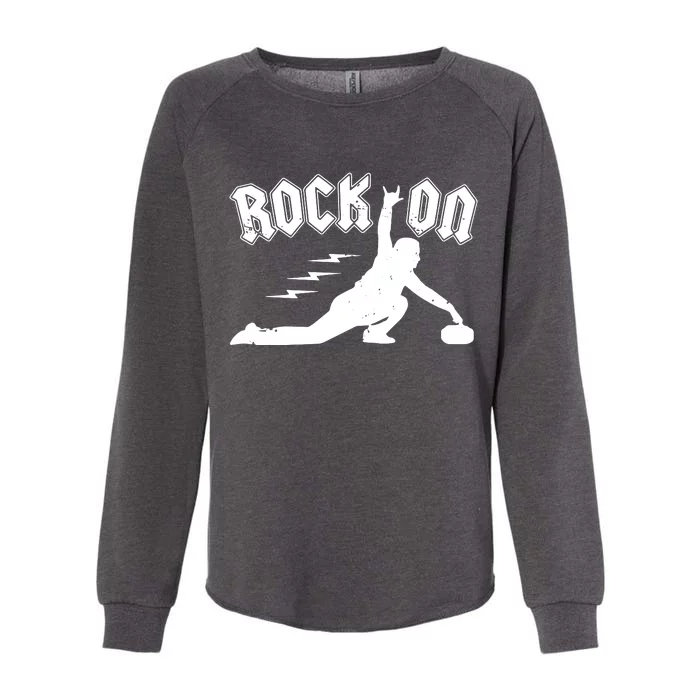 Rock On Funny Curling Winter Sports Rock N Roll Womens California Wash Sweatshirt