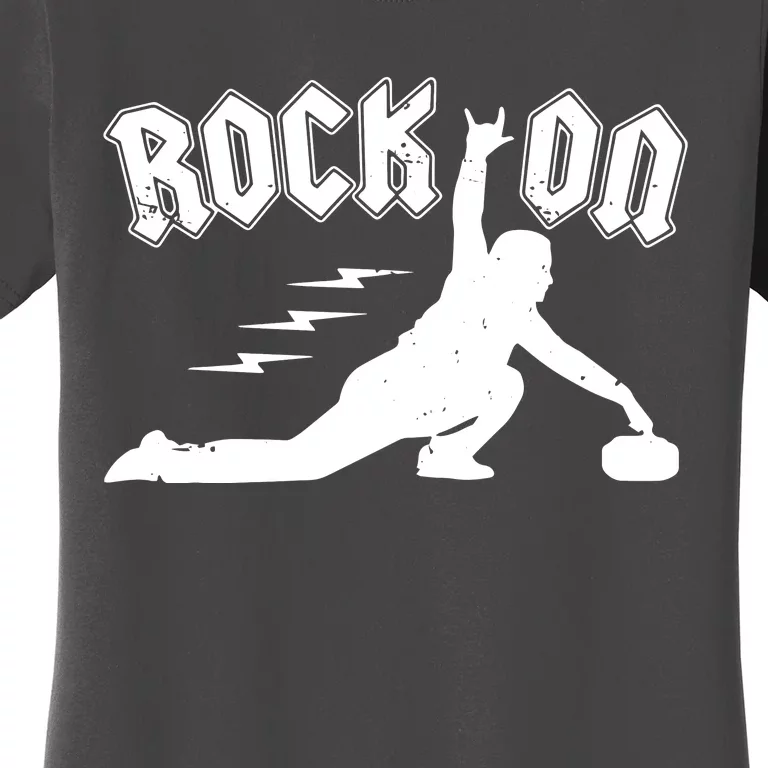 Rock On Funny Curling Winter Sports Rock N Roll Women's T-Shirt