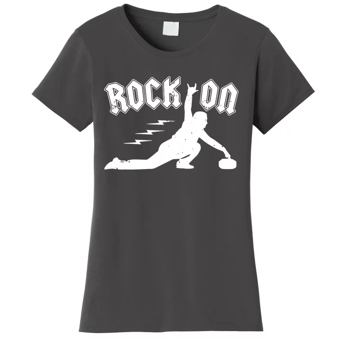 Rock On Funny Curling Winter Sports Rock N Roll Women's T-Shirt