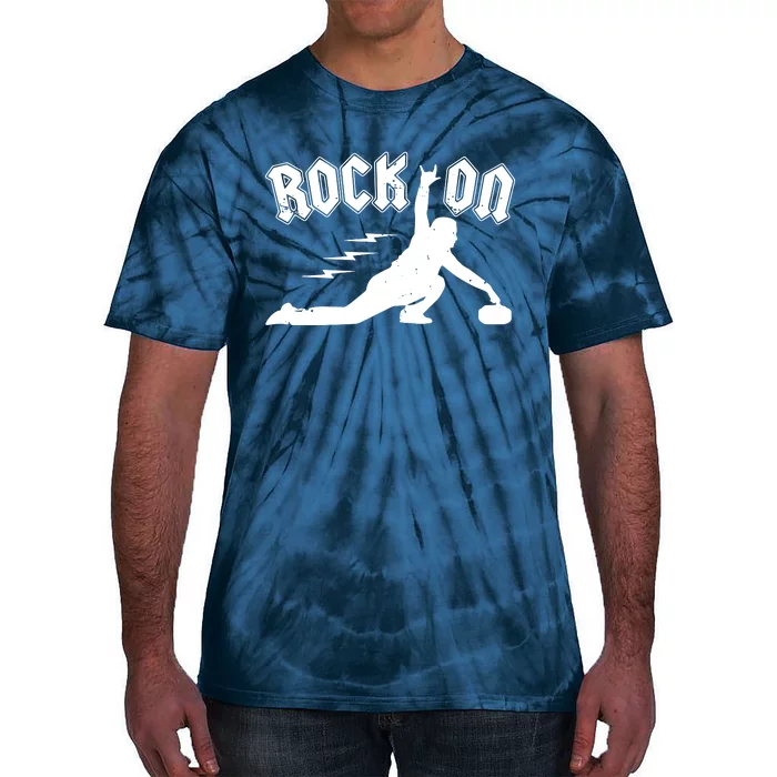 Rock On Funny Curling Winter Sports Rock N Roll Tie-Dye T-Shirt