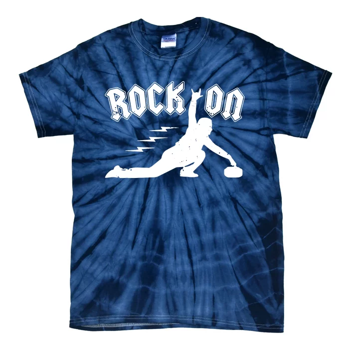 Rock On Funny Curling Winter Sports Rock N Roll Tie-Dye T-Shirt