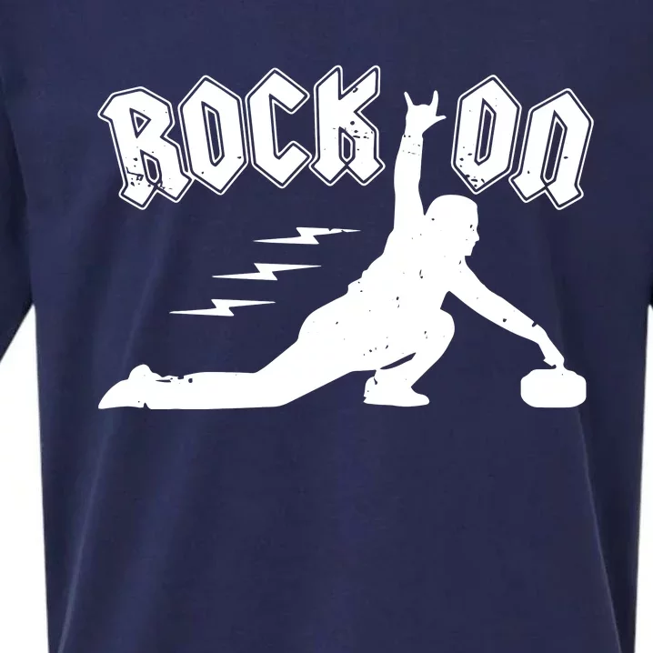 Rock On Funny Curling Winter Sports Rock N Roll Sueded Cloud Jersey T-Shirt