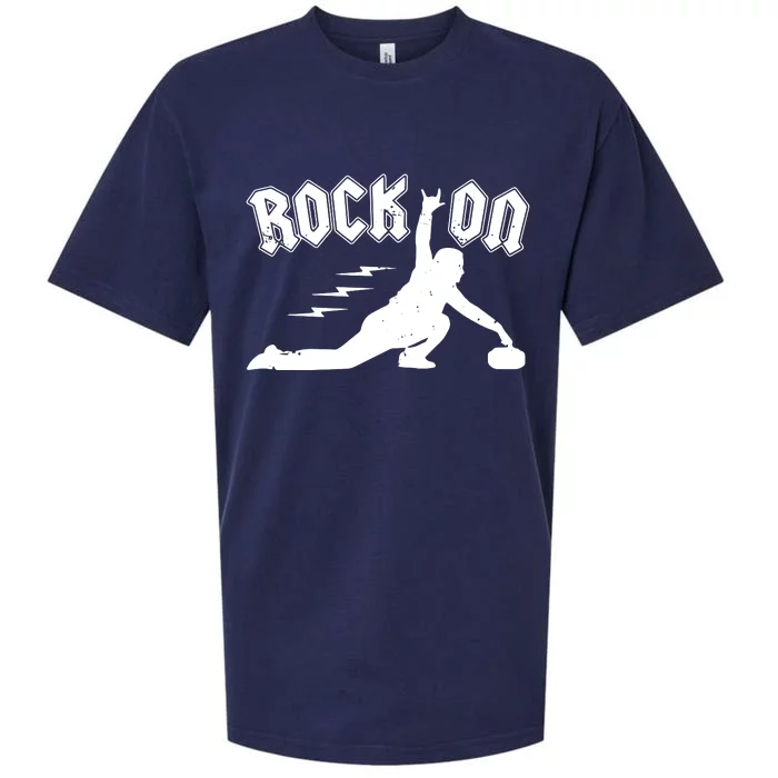 Rock On Funny Curling Winter Sports Rock N Roll Sueded Cloud Jersey T-Shirt