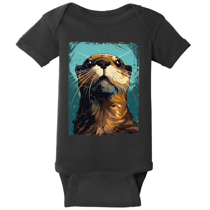 River Otter For & Girls Cute Otter Animal Funny Baby Bodysuit