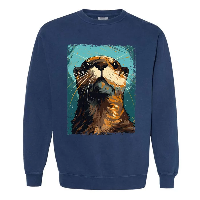 River Otter For & Girls Cute Otter Animal Funny Garment-Dyed Sweatshirt