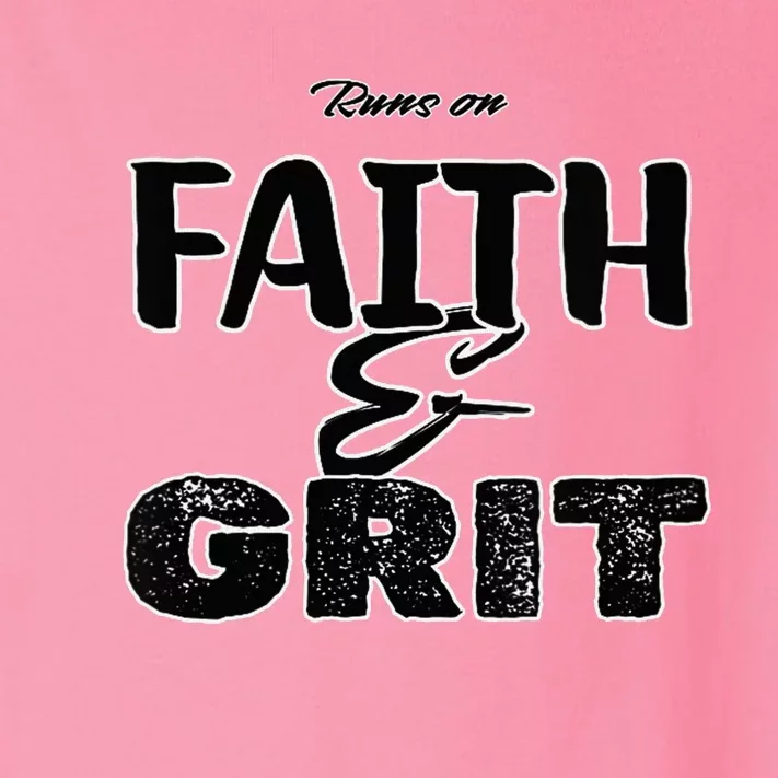 Runs On Faith And Grit V Neck Toddler Long Sleeve Shirt