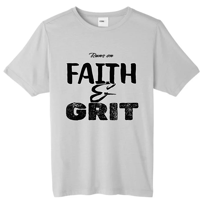 Runs On Faith And Grit V Neck ChromaSoft Performance T-Shirt