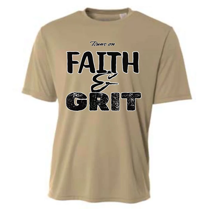 Runs On Faith And Grit Cooling Performance Crew T-Shirt