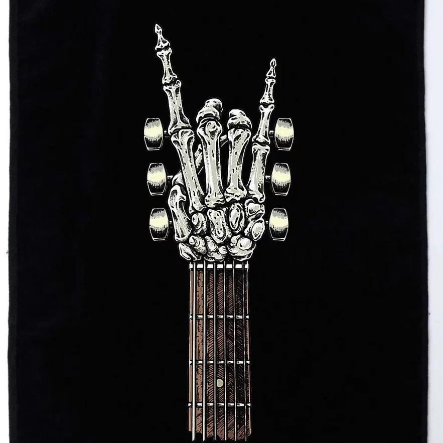 Rock On Guitar Neck With A Sweet Rock & Roll Skeleton Hand Platinum Collection Golf Towel