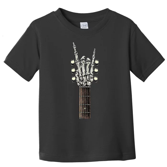 Rock On Guitar Neck With A Sweet Rock & Roll Skeleton Hand Toddler T-Shirt