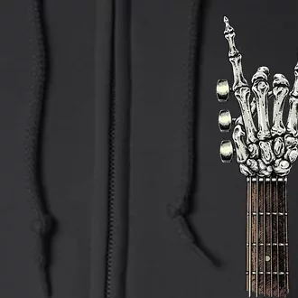 Rock On Guitar Neck With A Sweet Rock & Roll Skeleton Hand Full Zip Hoodie