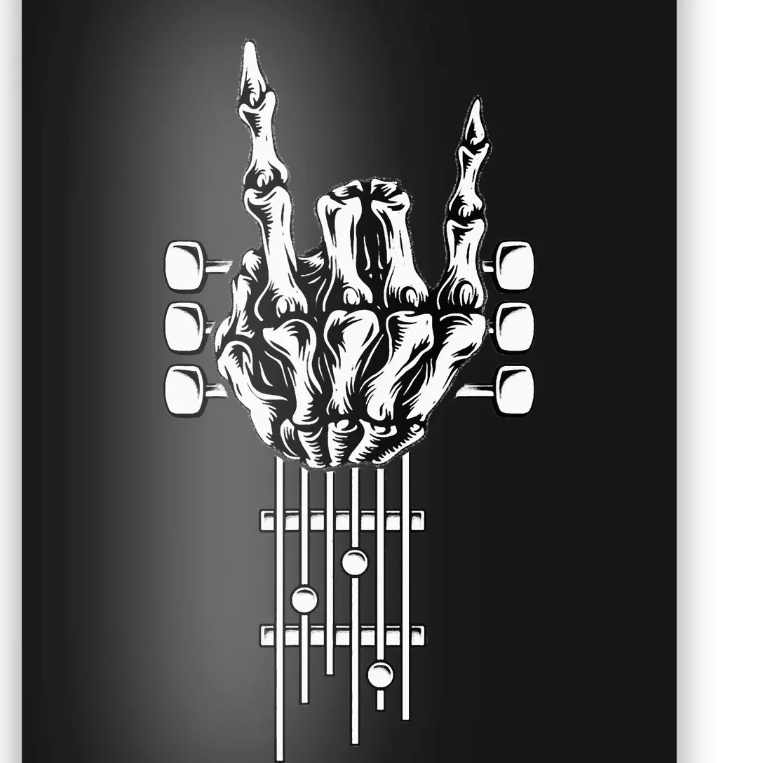 Rock On Guitar Neck With A Sweet Rock & Roll Skeleton Hand Poster