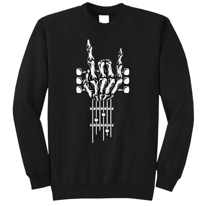 Rock On Guitar Neck With A Sweet Rock & Roll Skeleton Hand Tall Sweatshirt