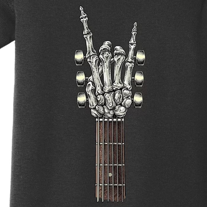 Rock On Guitar Neck Skeleton Hand Sign Rock & Roll Band Baby Bodysuit