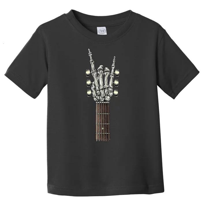 Rock On Guitar Neck Skeleton Hand Sign Rock & Roll Band Toddler T-Shirt