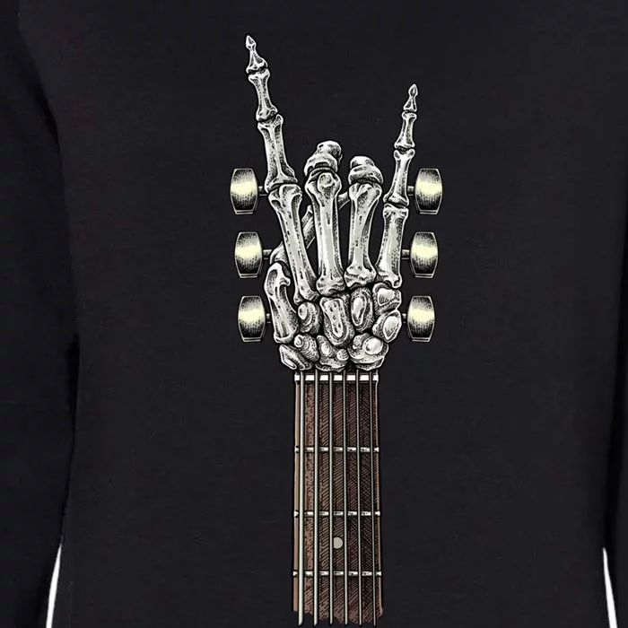 Rock On Guitar Neck Gift With A Sweet Rock And Roll Skeleton Hand Funny Gift Womens California Wash Sweatshirt