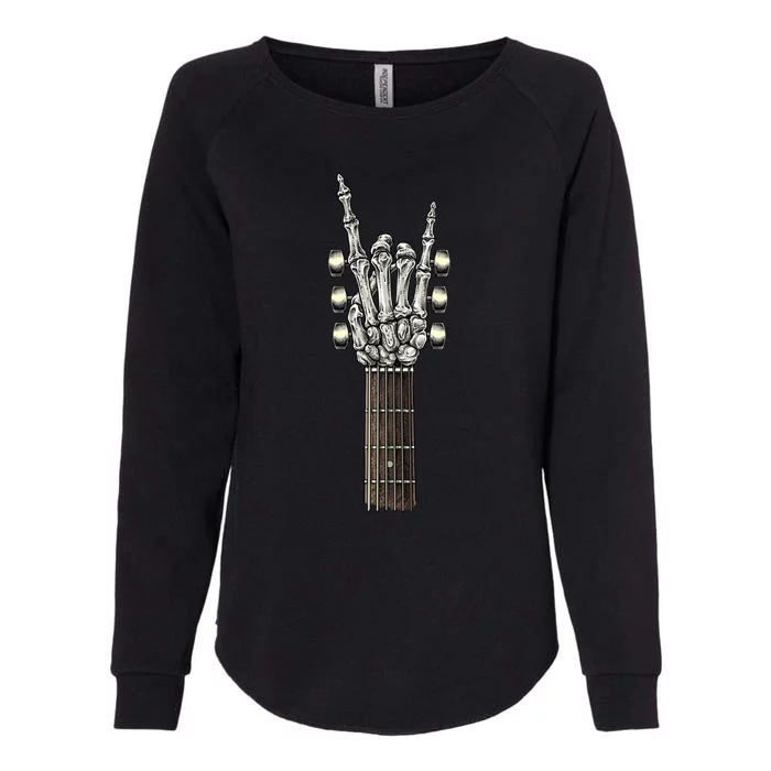 Rock On Guitar Neck Gift With A Sweet Rock And Roll Skeleton Hand Funny Gift Womens California Wash Sweatshirt