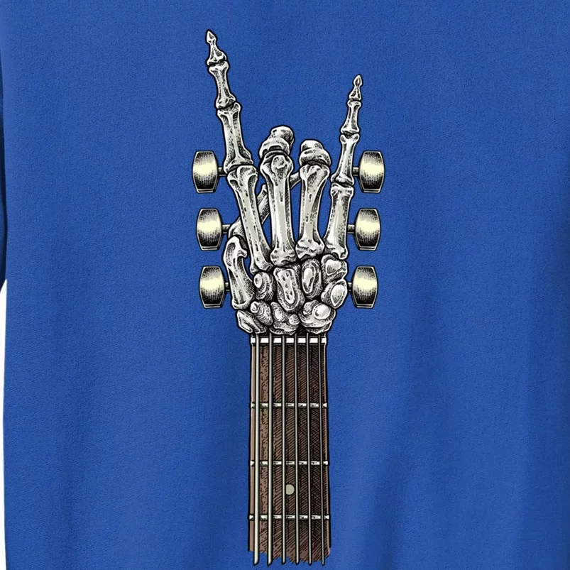 Rock On Guitar Neck Gift With A Sweet Rock And Roll Skeleton Hand Funny Gift Tall Sweatshirt