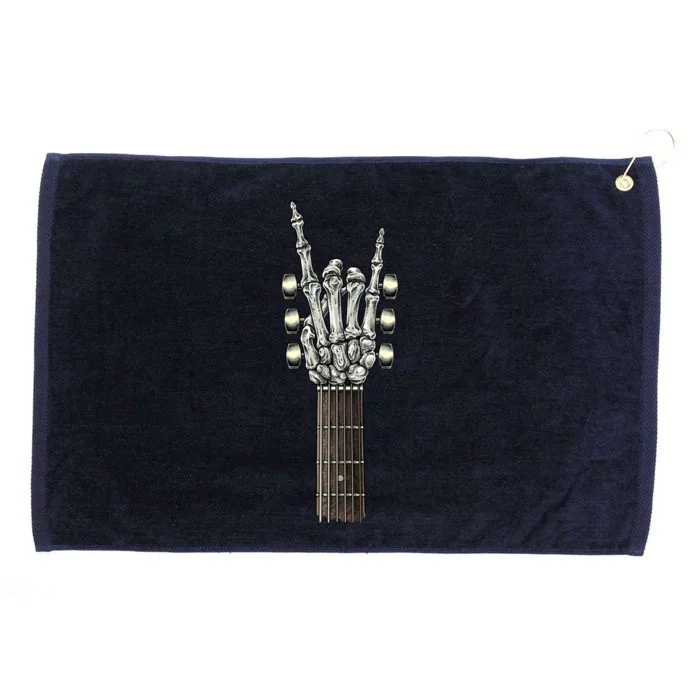 Rock On Guitar Neck Gift With A Sweet Rock And Roll Skeleton Hand Funny Gift Grommeted Golf Towel