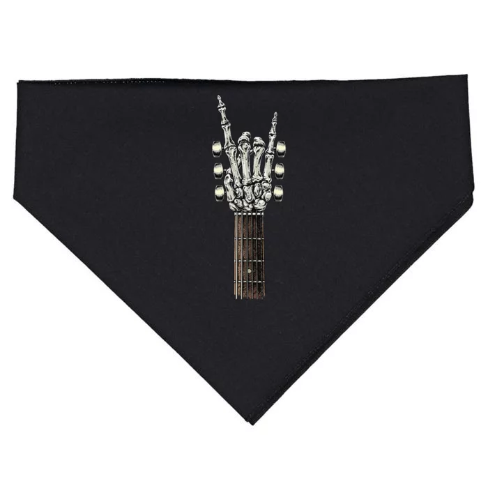 Rock On Guitar Neck Rock & Roll Halloween Skeleton Hand USA-Made Doggie Bandana