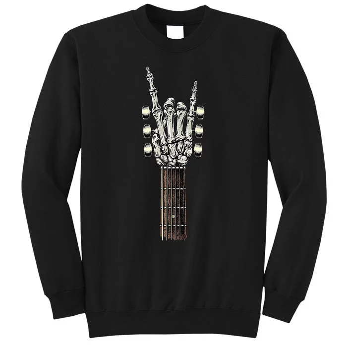 Rock On Guitar Neck With A Sweet Rock & Roll Skeleton Hand Sweatshirt