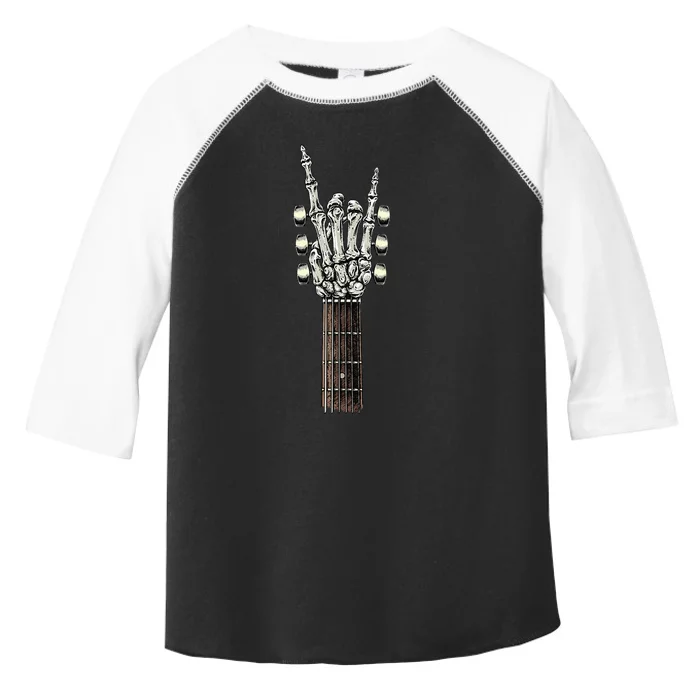 Rock On Guitar Neck With A Sweet Rock & Roll Skeleton Hand Toddler Fine Jersey T-Shirt