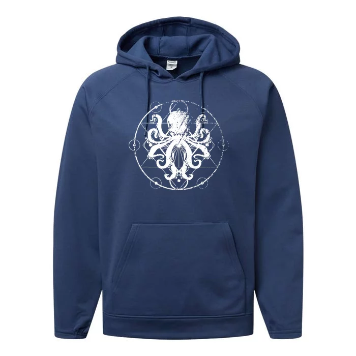 Retro Octopus Gift Performance Fleece Hoodie