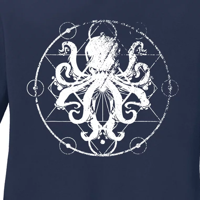 Retro Octopus Gift Ladies Long Sleeve Shirt