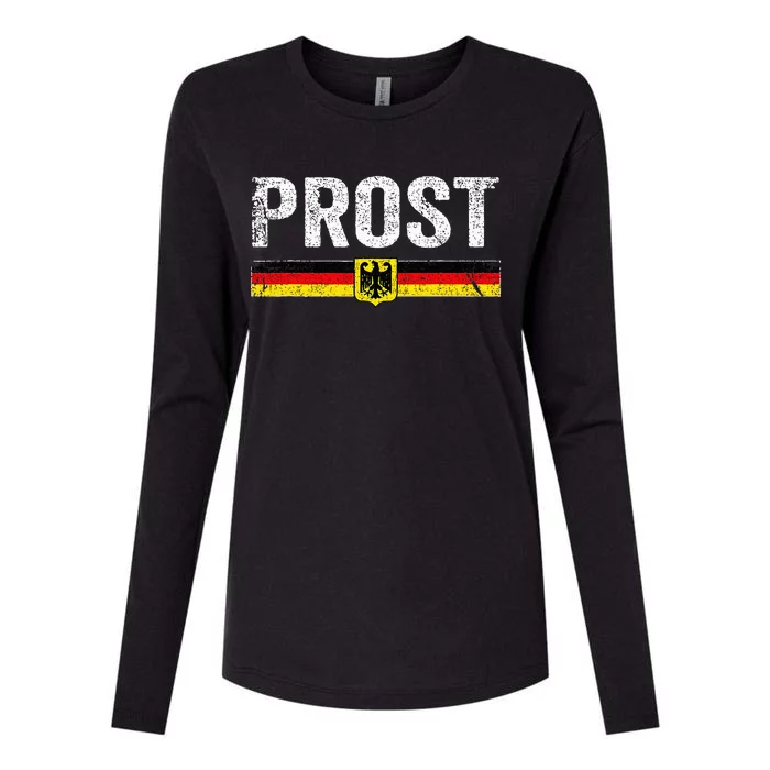 Retro Oktoberfest German Flag Prost Womens Cotton Relaxed Long Sleeve T-Shirt