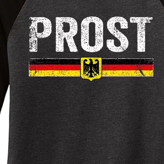 Retro Oktoberfest German Flag Prost Women's Tri-Blend 3/4-Sleeve Raglan Shirt