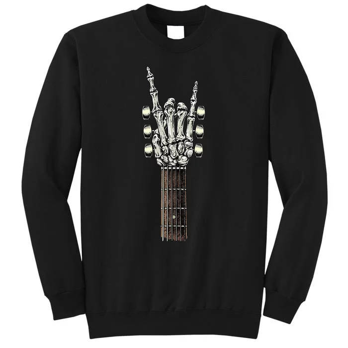 Rock On Guitar Neck Rock & Roll Halloween Skeleton Hand Sweatshirt