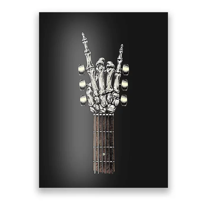 Rock On Guitar Neck Rock & Roll Halloween Skeleton Hand Poster